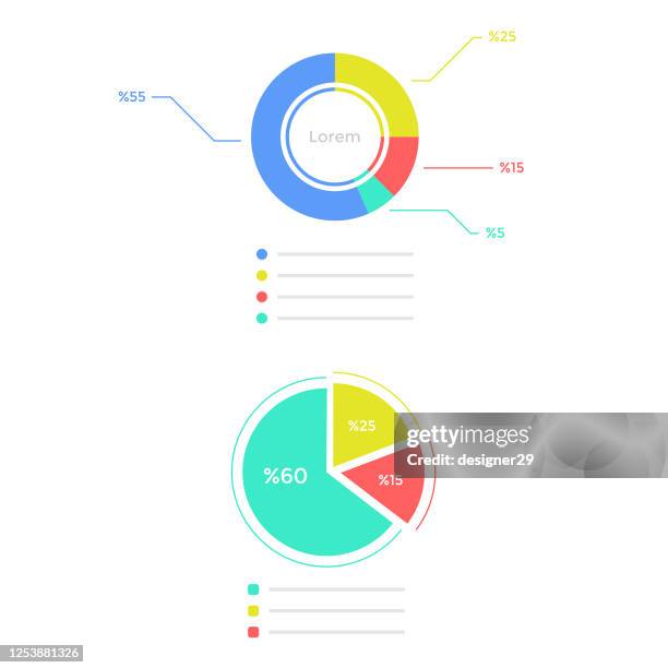 statistics graph icon set flat design. infographic elements vector design on white background. - pie chart stock illustrations