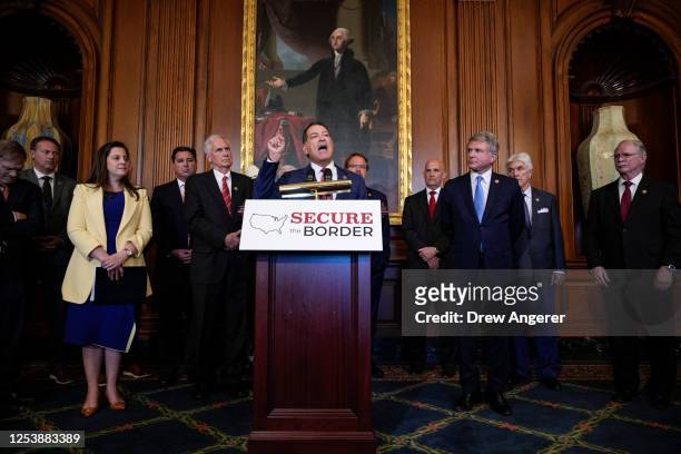 House Homeland Security Committee Chairman Mark Green speaks at a news conference with fellow House Republicans after passing H.R.2 - the Secure the...