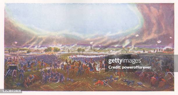 stockillustraties, clipart, cartoons en iconen met gettysburg door james walker - 19e eeuw - battle of gettysburg