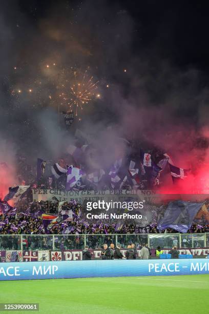 Supporters of ACF Fiorentina prior to UEFA Europa Conference League Semi final First Leg match between Fiorentina and FC Basilea 1893 ,on May 11,...