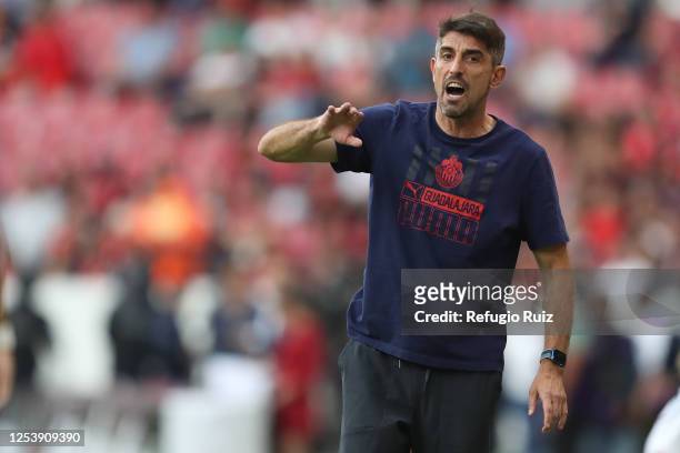 Veljko Paunovic of Chivas reacts during the quarterfinals first leg match between Atlas and Chivas as part of the Torneo Clausura 2023 Liga MX at...