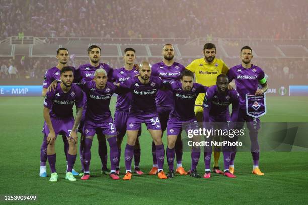 Fiorentina players pose for a team photo prior to UEFA Europa Conference League Semi final First Leg match between Fiorentina and FC Basilea 1893 ,on...