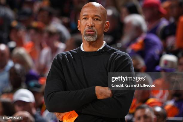 Head Coach Monty Williams of the Phoenix Suns looks on during Game Six of the Western Conference Semi-Finals of the 2023 NBA Playoffs against the...