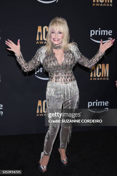 Singer-songwriter Dolly Parton arrives for the Academy of Country Music Awards at Ford Center at the Star in Frisco, Texas, on May 11, 2023.