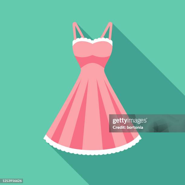 quinceañera dress icon - pink dress stock illustrations