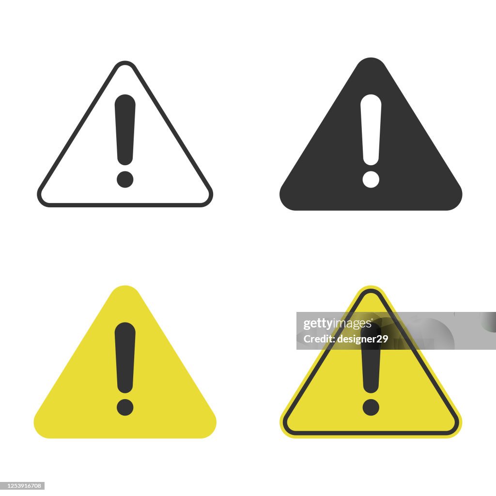 Triangle Caution and Warning Icon Set Vector Design.