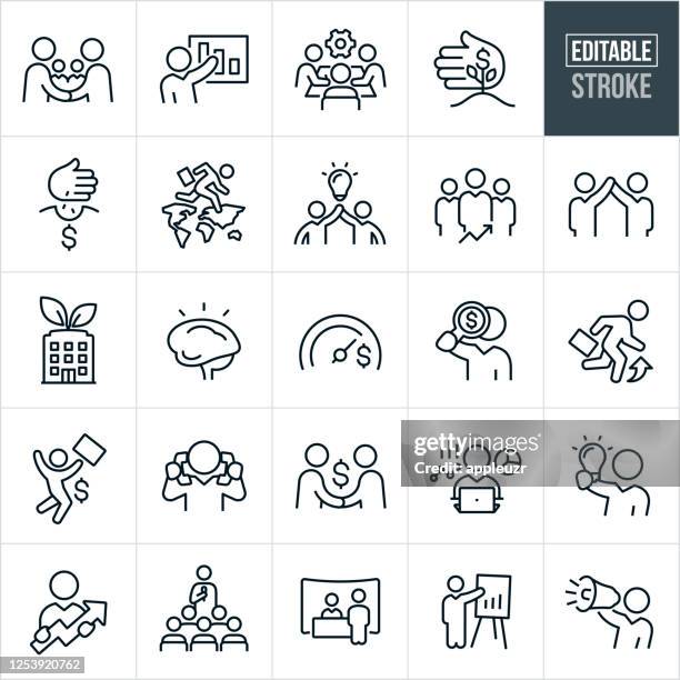 business development thin line icons - editable stroke - sales executive stock illustrations