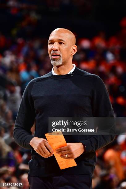 Head Coach Monty Williams of the Phoenix Suns looks on during Game 6 of the 2023 NBA Playoffs Western Conference semi-finals on May 11, 2023 at...