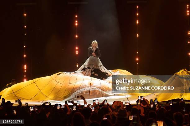 Singer-songwriter Dolly Parton performs on stage during the Academy of Country Music Awards at Ford Center at the Star in Frisco, Texas, on May 11,...