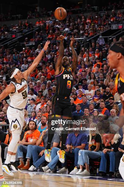 Terrence Ross of the Phoenix Suns shoots the ball during Game Six of the Western Conference Semi-Finals of the 2023 NBA Playoffs against the Denver...