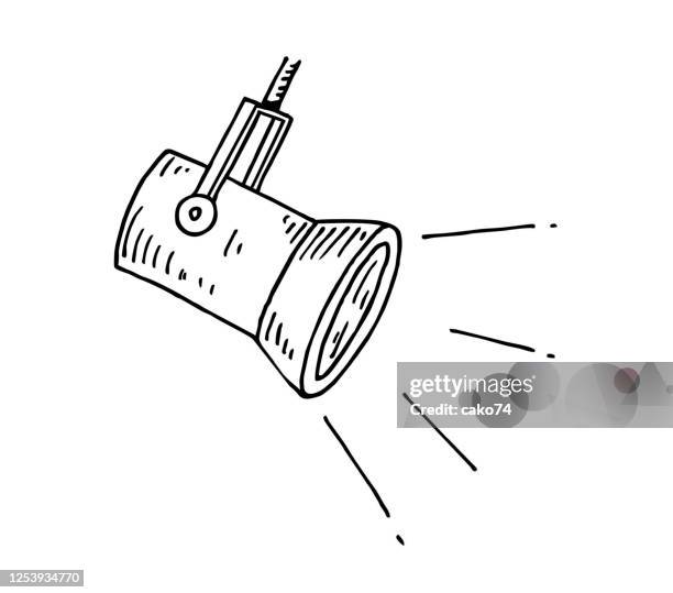 ilustraciones, imágenes clip art, dibujos animados e iconos de stock de foco dibujado a mano - reflector objeto fabricado