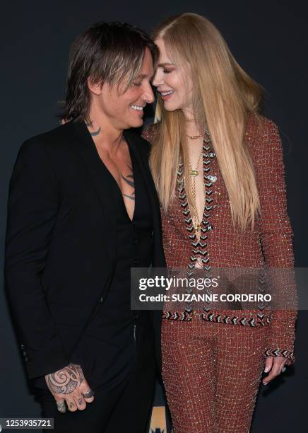 Australian actress Nicole Kidman and husband Australian singer-songwriter Keith Urban arrive for the Academy of Country Music Awards at Ford Center...