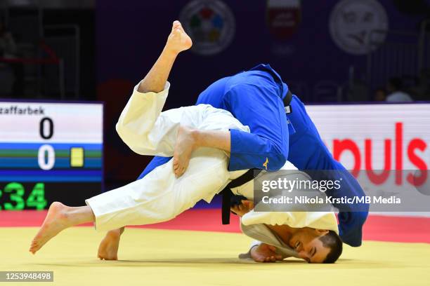 Kentaro Iida of Japan competes against Muzaffarbek Turoboyev of Uzbekistan in Men's -100kg during the World Judo Championships 2023 - Day 6 on 12...