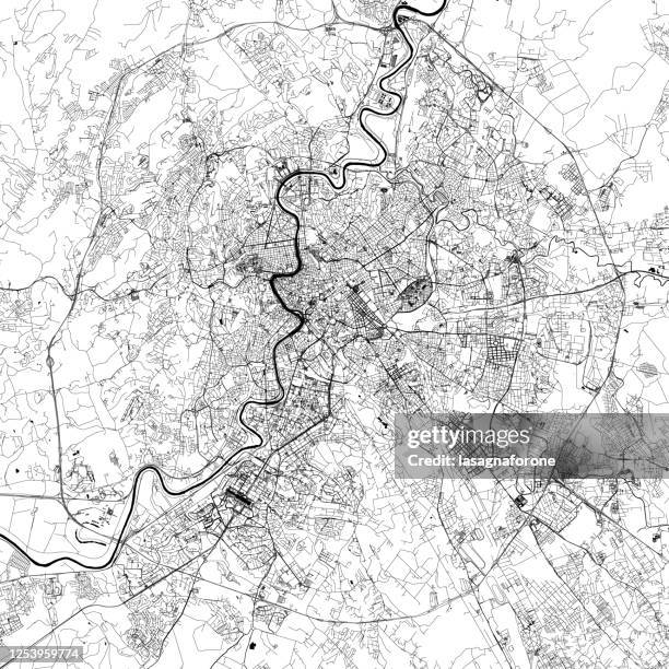 rome, italy vector map - coliseum rome stock illustrations