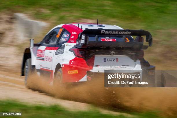 Elfyn Evans and Scott Martin in action during the first day of the FIA World Rally Championship Portugal on May 11, 2023 in Porto, Portugal.