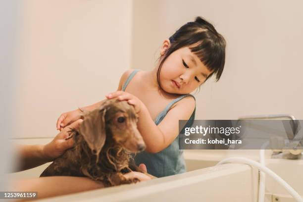 de washond van het meisje in de badkamers - girls taking a showering stockfoto's en -beelden