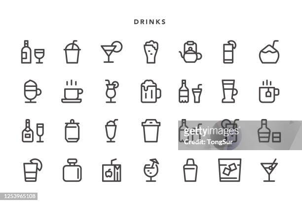 illustrazioni stock, clip art, cartoni animati e icone di tendenza di icone bevande - piña colada