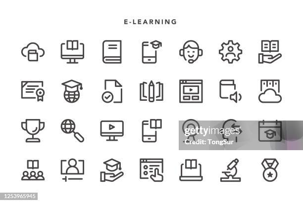 e-learning icons - student support stock illustrations