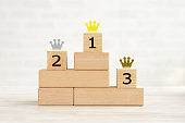 Podium composed by wooden blocks