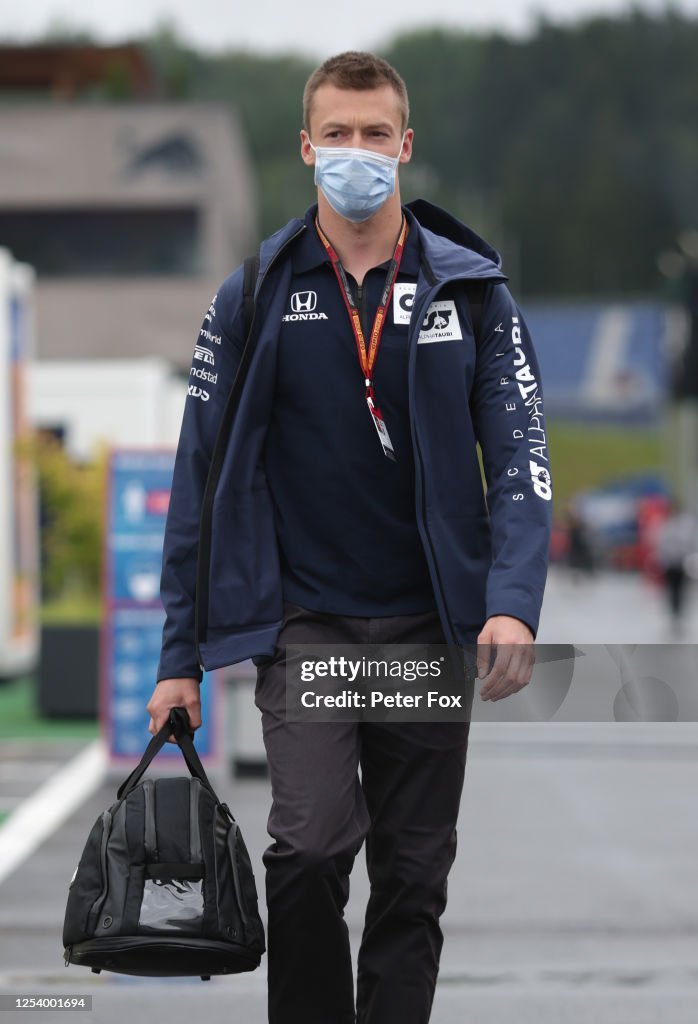 Daniil Kvyat Of Russia And Scuderia AlphaTauri Arrives At The Track daniil-kvyat-of-russia-and-scuderia-alphatauri-arrives-at-the-track