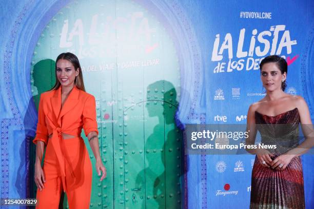 Actresses Silvia Alonso and María León pose during the first preview of Álvaro Díaz Lorenzo's film 'La Lista de los Deseo' after the opening of...