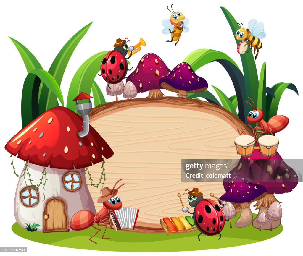 Spring Insects Border Vector Border Template Design With Insects In The Garden Background High-Res ...