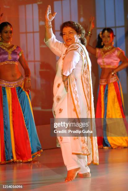 Saroj Khan performs at the launch of the NDTV Imagine channel on November 14, 2007 in Mumbai, India.