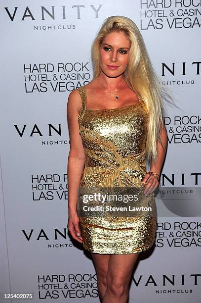 Television personality Heidi Montag arrives to host an evening at the Vanity Nightclub at the Hard Rock Hotel & Casino on September 16, 2011 in Las...