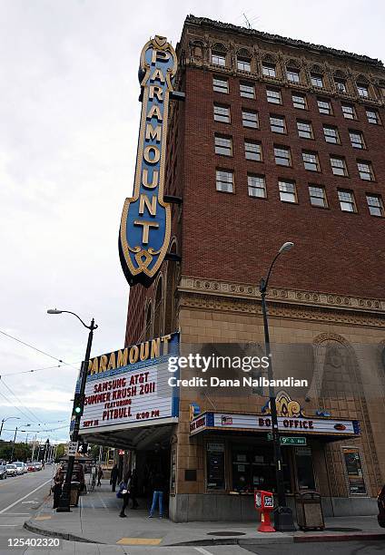 The Paramount Theater before the Pitbull concert on September 16, 2011 in Seattle, Washington.