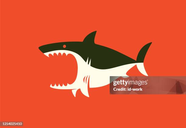 angry shark symbol - great white shark attack stock illustrations
