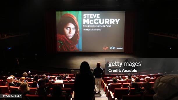 General view of a movie theater with 'Afghan Girl: Sharbat Gula' on the screen at the Istanbul Cinema Museum in Istanbul, Turkiye on May 11, 2023....