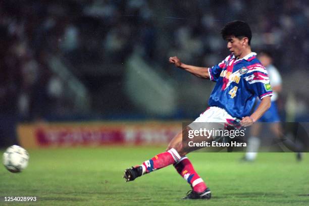 Masami Ihara of Yokohama Marinos in action during the J.League Suntory Series match between Yokohama Marinos and Yokohama Flugels at the Mitsuzawa...