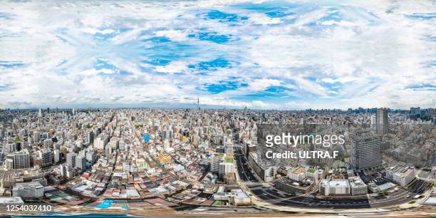 aerial 360vr at tokyo taito - 360 vr stock pictures, royalty-free photos & images