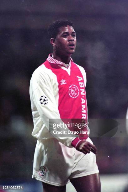 Patrick Kluivert of Ajax is seen during the UEFA Champions League quarter final first leg match between Borussia Dortmund and Ajax at the...