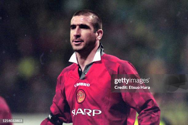 Eric Cantona of Manchester United is seen during the UEFA Champions League semi final first leg match between Borussia Dortmund and Manchester United...