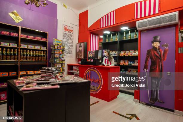 Woncandy Shop, Willy Wonka Candy shop opens in Barcelona in Galerias Malda on July 03, 2020 in Barcelona, Spain.