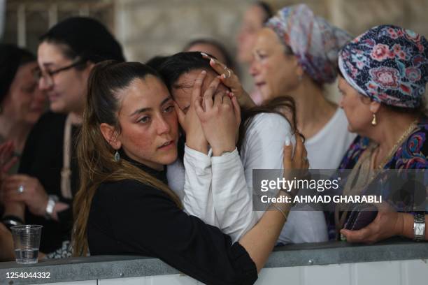 Mourners attend the funeral of Israeli-Tunisian Aviel Haddad killed on May 9 in a mass shooting in the Tunisian island of Djerba, in the southern...