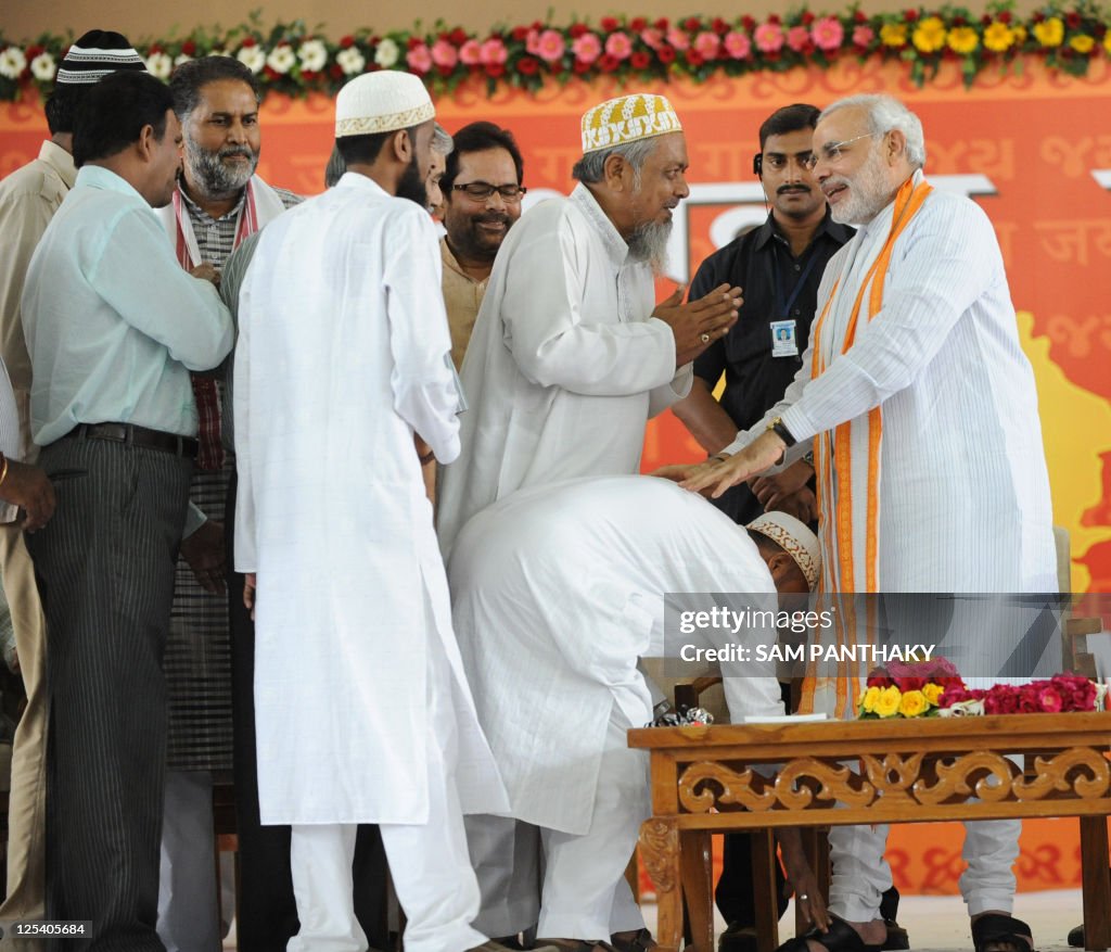 Indian Muslims greet India's Gujarat sta