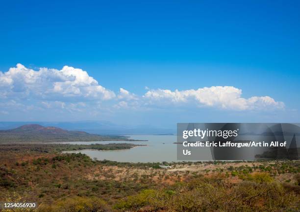 View of the treeless country along the southeast shores of lake turkana, Turkana lake, Loiyangalani, Kenya on July 17, 2009 in Loiyangalani, Kenya.