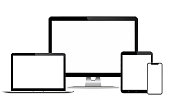 Responsive web design computer display with laptop and tablet pc with mobile phone