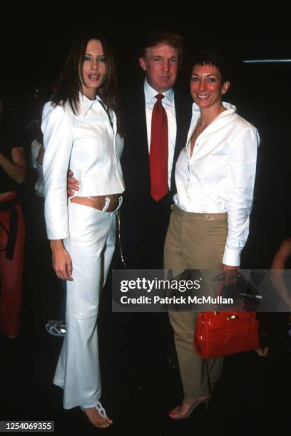 Portrait of, from left, future married couple fashion model Melania Knauss and American real estate developer Donald Trump, with British socialite...