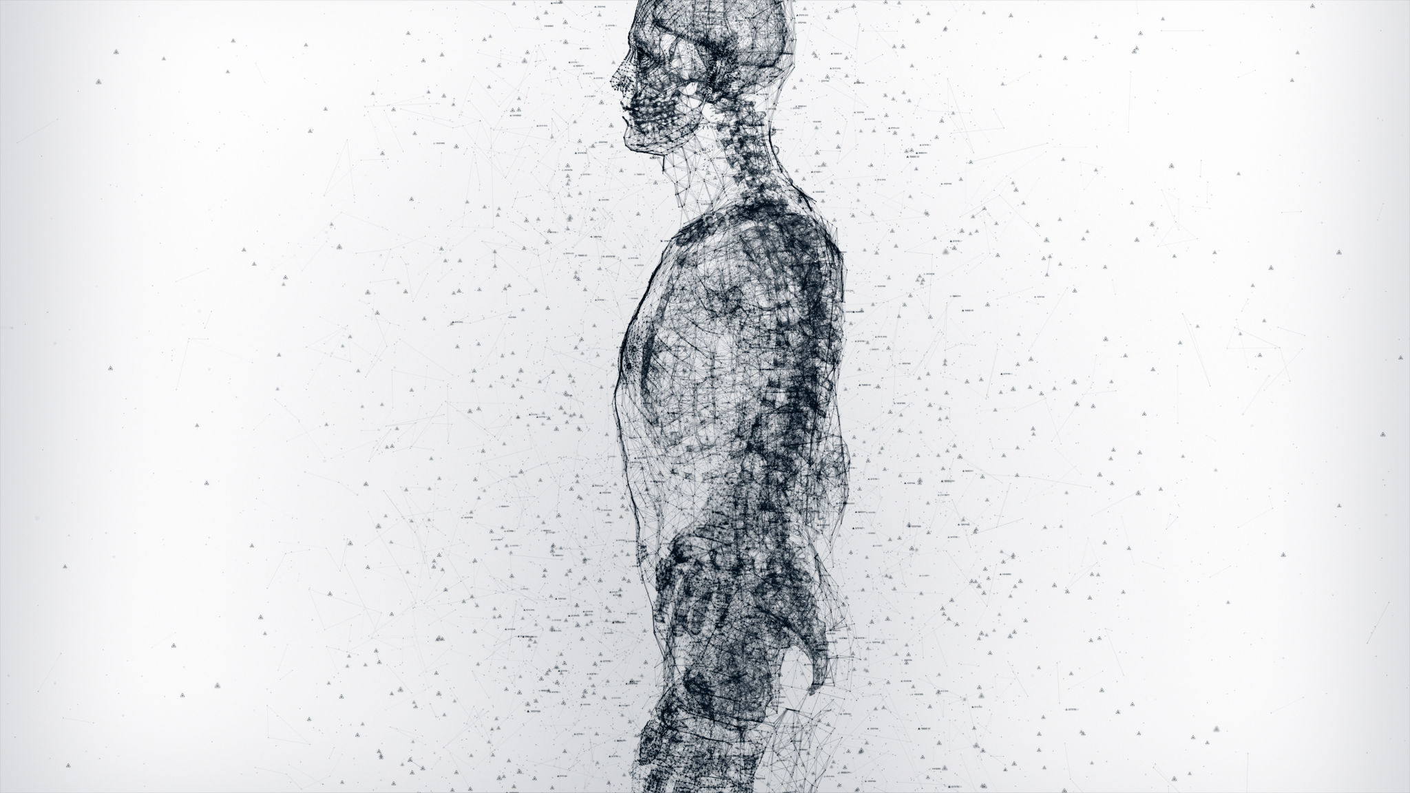 Illuminated scan of human body part made of data and particles. Concept of biometric technology. Futuristic bright design Illuminated scan of human body part made of data and particles. Concept of biometric technology. Futuristic bright design