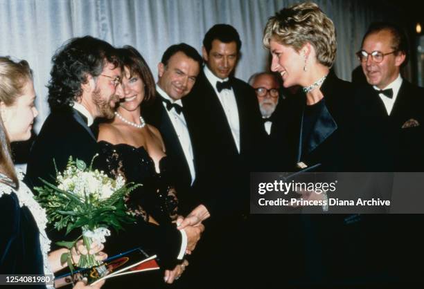 Diana, Princess of Wales attends the premiere of the Steven Spielberg film 'Jurassic Park' at the Empire, Leicester Square, London, 15th July 1993....