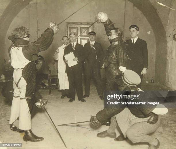 Mensur in a Viennese Burschenschaft. March 1928. Photograph.