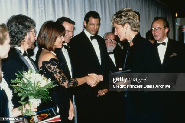 Diana, Princess of Wales attends the premiere of the Steven Spielberg film 'Jurassic Park' at the Empire, Leicester Square, London, 15th July 1993....