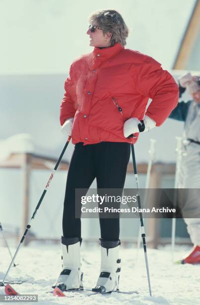 Diana, Princess of Wales on a skiing holiday in Lech, Austria, March 1993.