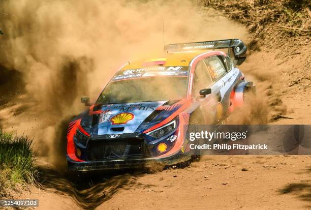 Porto , Portugal - 12 May 2023; Thierry Neuville and Martijn Wydaeghe in their Hyundai i20 N Rally 1 during day two of the FIA World Rally...