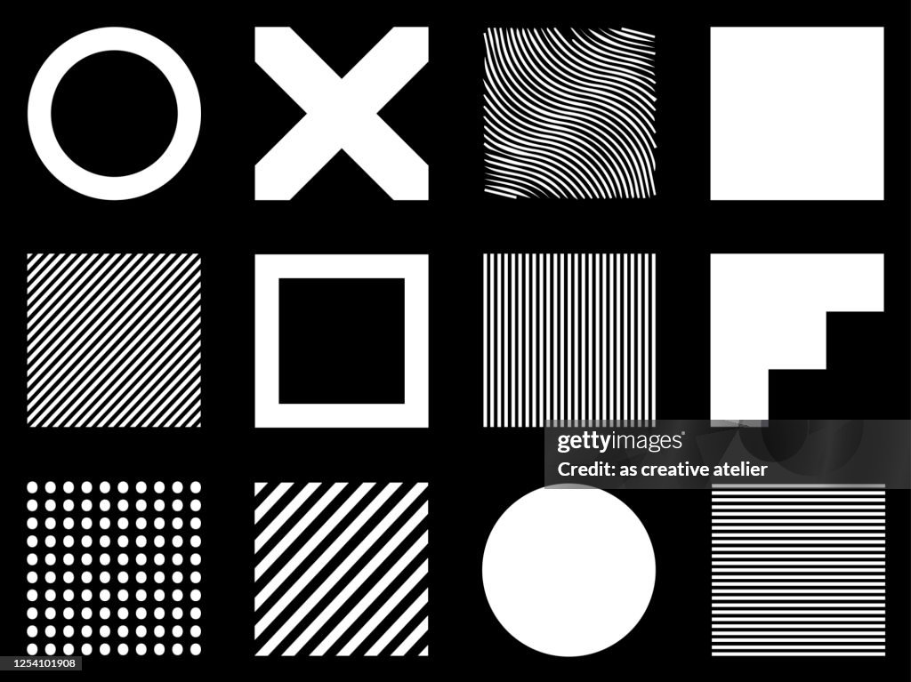Graphic, geometric bauhaus shapes.  Vector posters in minimal modernist style