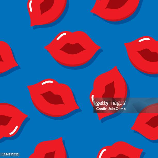 lips pattern flat - lipstick kiss stock illustrations