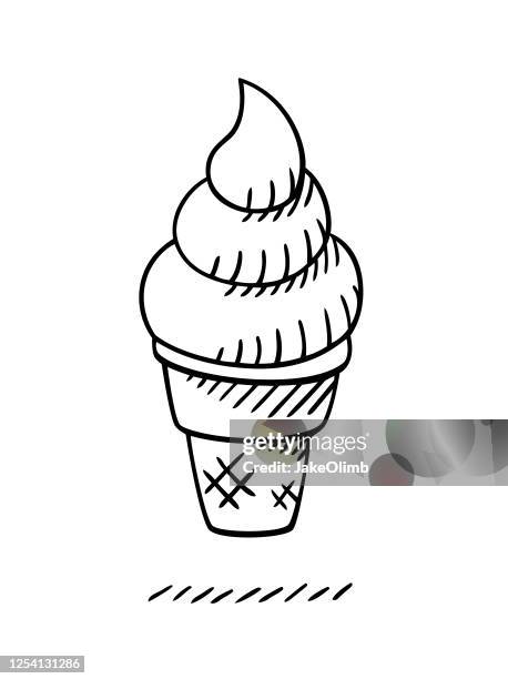 soft serve ice cream black and white doodle - soft serve stock illustrations